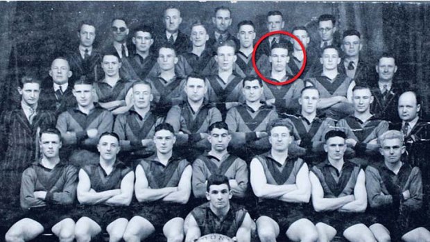 Day of old: North Hobart Football, with Archie Flanagan (circled), who is now their oldest living player. He will be 98 in August.