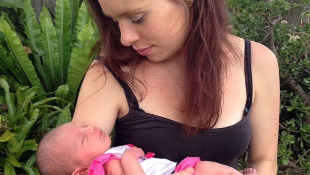 New mum Rhiannon Hoolihan, with baby Imogen.