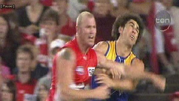 Controversial case: Barry Hall punches Brent Staker.