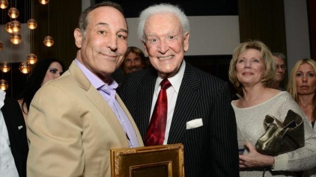 Sam Simon (left), pictured with US game show host and fellow Sea Shepherd supporter Bob Barker, has died after being diagnosed with terminal colon cancer in 2012.
