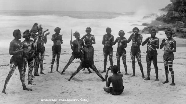 This Wermugga corroboree was photographed in 1892 at what appears to be the south end of Bondi Beach.