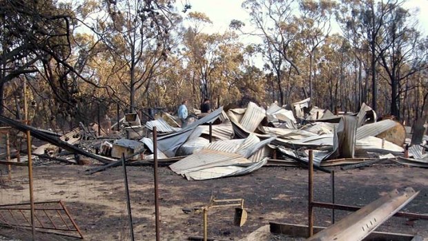 The remains of the Lauries' house after the blaze swept up Mount Disappointment.