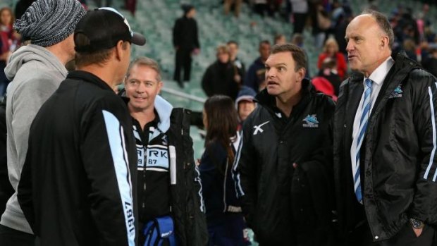 Staying strong: Cronulla boss Steve Noyce (right) has backed suspended coach Shane Flanagan.