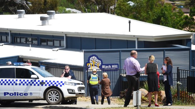 Police at Black Hill Primary School in Ballarat on Thursday.