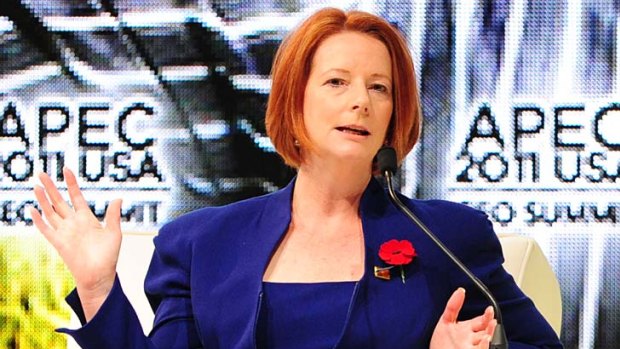 Trade is good: Julia Gillard speaks in Hawaii on the planned trans-Pacific trade bloc.