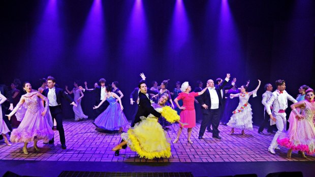 The cast of Strictly Ballroom the Musical dancing away. 