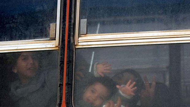 The lucky ones ...  children evacuated from the besieged city of Misrata arrive in Benghazi.