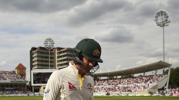 Down and out: Clarke is dismissed during the fourth Test.