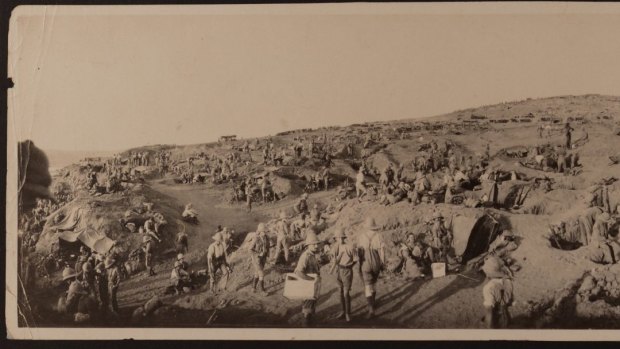 An excerpt from one of a series of 15 panoramic photos taken at Gallipoli in May-June 1915 , sold in April by Michael Treloar Antiquarian Booksellers for $14,280 IBP.