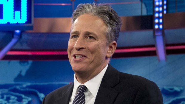 Jon Stewart speaks during a taping of The Daily Show.