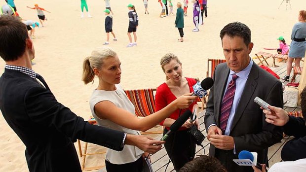 Cricket Australia chief James Sutherland speaks to the media during the BBL launch breakfast in Melbourne on Wednesday.