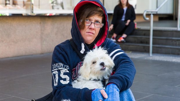 Kate Chanter and her dog Buckley have been homeless since July. 