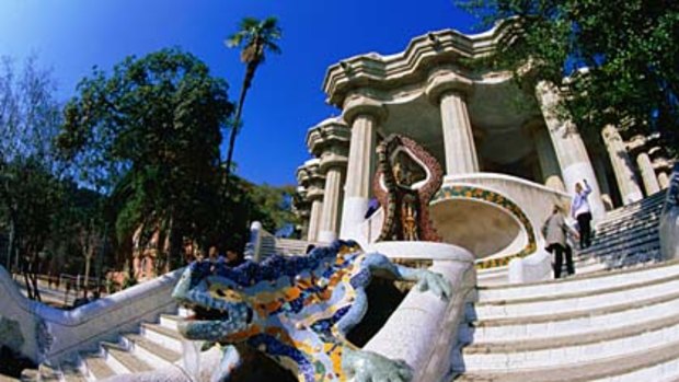 Past and present ... the shapes of Park Guell, designed by Antoni Gaudi.