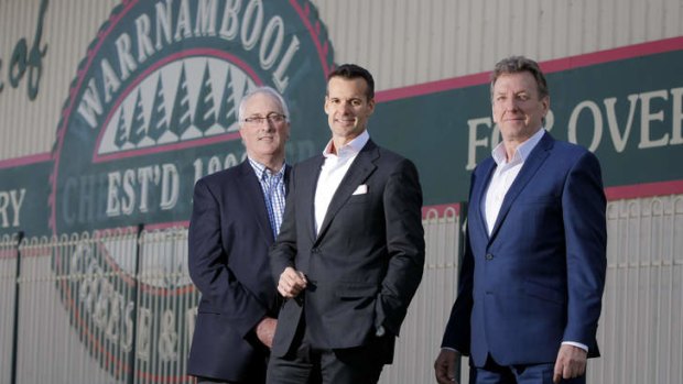 Pictured (left to right) Warrnambool Cheese and Butter Chairman Terry Richardson, Saputo CEO Lino Saputo Jnr and WCB CEO David Lord.