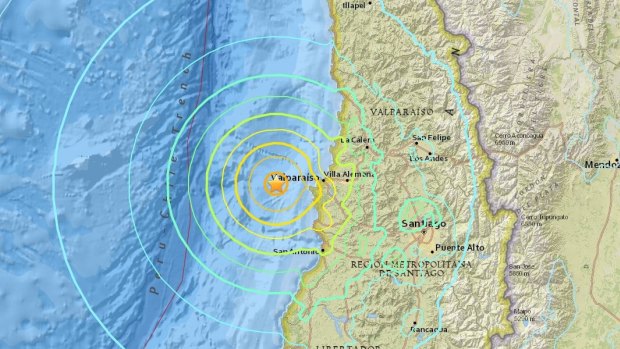 The quake struck 35 kilometres west of the popular holiday city of Valparaiso.