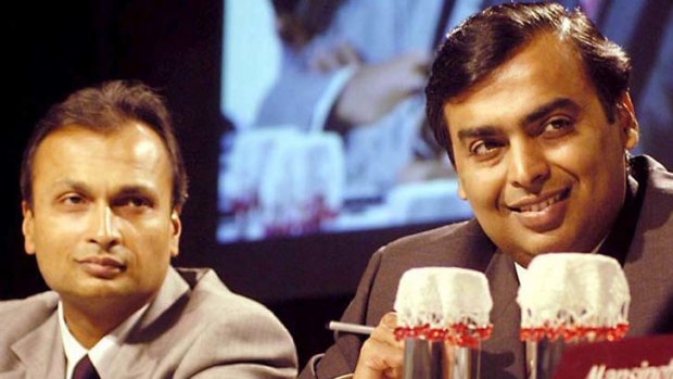 Anil, left, and Mukesh Ambani ... the brothers have reconciled from their feud, abolishing a non-compete agreement and speaking  of "harmony".