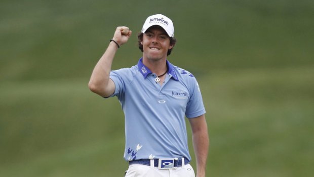 Northern Ireland's Rory McIlroy celebrates his win at the US Open at Congressional Country Club in Bethesda, Maryland.