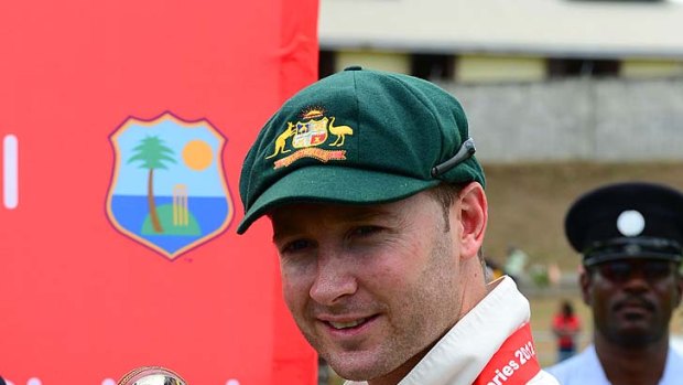 Michael Clarke with the Sir Frank Worrell Trophy.