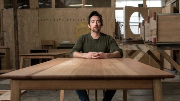 Furniture maker, sculptor and musician Sime Nugent says his tables are "classic and mid-century but Australian".