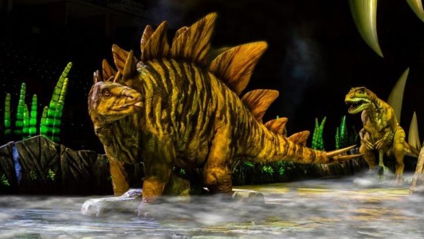 The show included a prehistoric battle between a Stegosaurus and an Allosaurus.