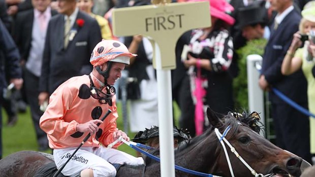 First, just &#8230; Luke Nolen on Black Caviar after her narrow victory at Ascot in June.