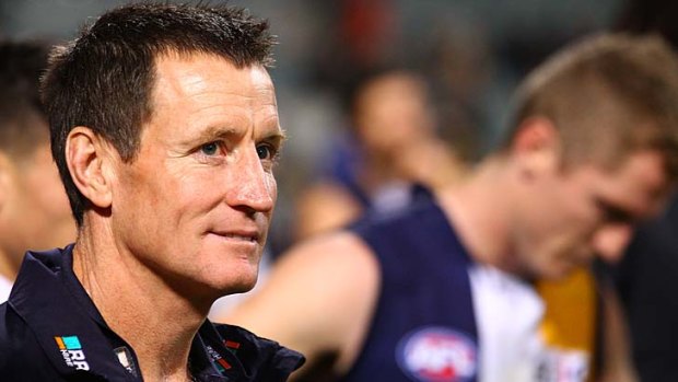 John Worsfold looks on after his final game coaching West Coast at the weekend.