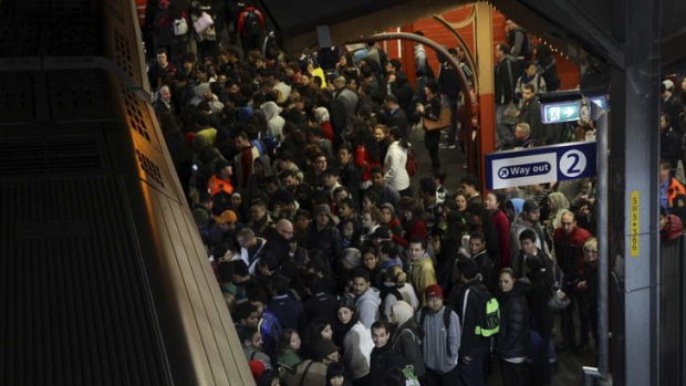 Peak-hour rush: commuters at Sydenham station on Thursday night.