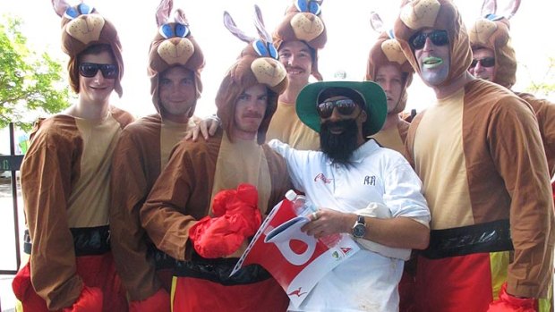 The Roo-tars outside the Gabba, with "Monty Panesar".