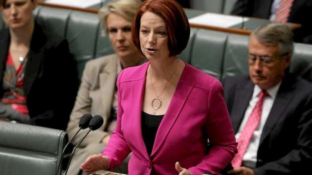 Former prime minister Julia Gillard introduces the NDIS in Parliament in November 2012.