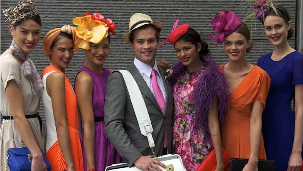 Thoroughbreds ...  models show off race wear for the launch of Oaks day in Melbourne.
