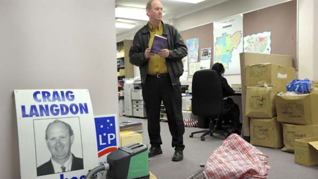 Craig Langdon, MP for Ivanhoe, packs up in his electorate office after resigning. <i>Picture: Craig Abraham</i>