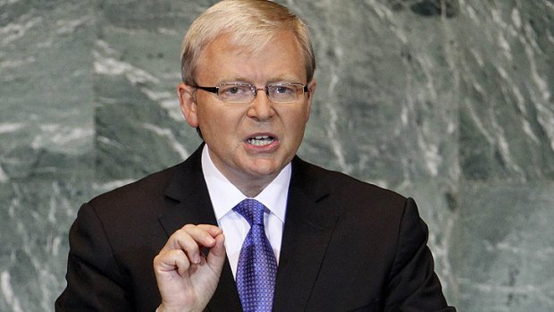 Freudian slip? ... Kevin Rudd has blamed jet lag for the gaffe.