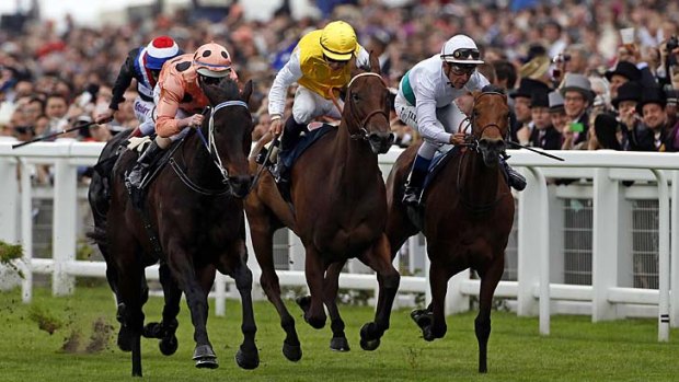 Luke Nolen on Black Caviar, left, wins the Diamond Jubilee Stakes at the Royal Ascot in June.