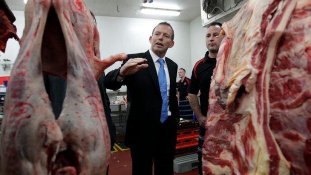 Tony Abbott visits Unique Meats in Canberra.