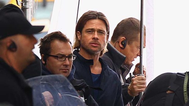 Brad Pitt on the set of <i>World War Z</i>