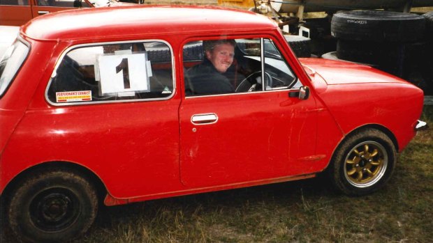 Adrian Bayley in his red Mini.
