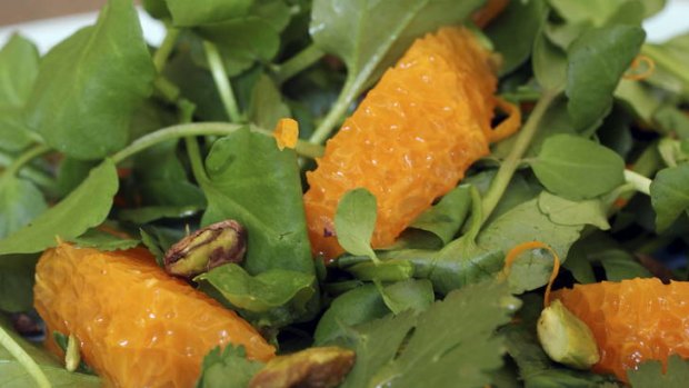 Tangy ... mandarin, pistachio and herb salad.