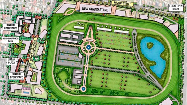 An overhead view of the proposed racecourse redevelopment.