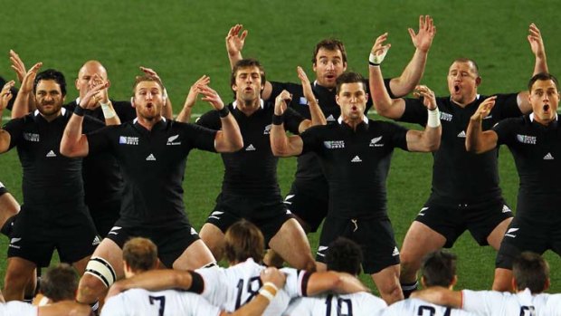 Penalty &#8230; New Zealand's rendition of the haka didn't impress the French, who were fined for getting within 10 metres of the traditional Maori war cry.