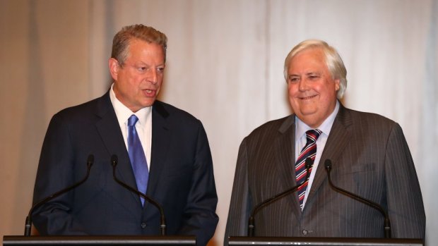 Clive Palmer managed to inveigle former US vice-president Al Gore into sharing a platform with him: Image of a climate messiah.