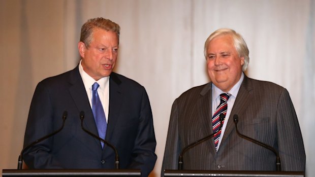 Clive Palmer managed to inveigle former US vice-president Al Gore into sharing a platform with him: Image of a climate messiah.