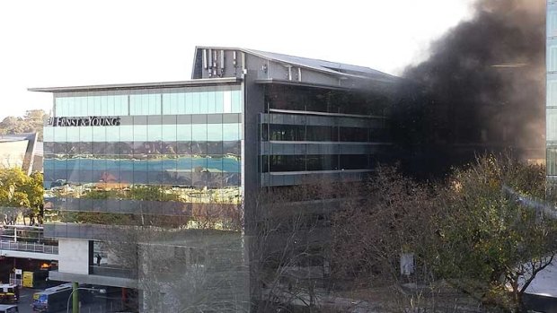 Smoke could be seen billowing from the busport on Tuesday afternoon