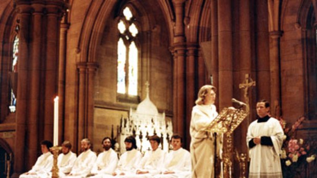Camille Paul reading at an ordination Mass in St Mary’s Cathedral in 1982.