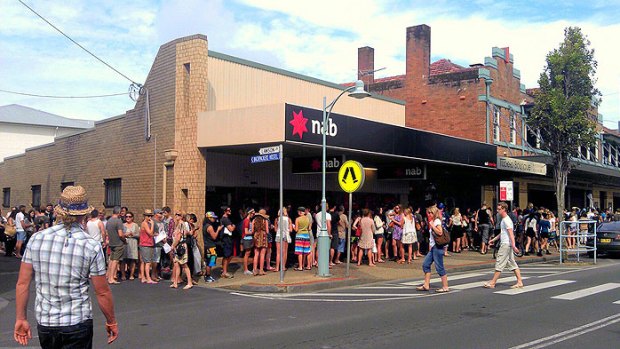 Byron Bay locals line up for 2012 Splendour in the Grass tickets.