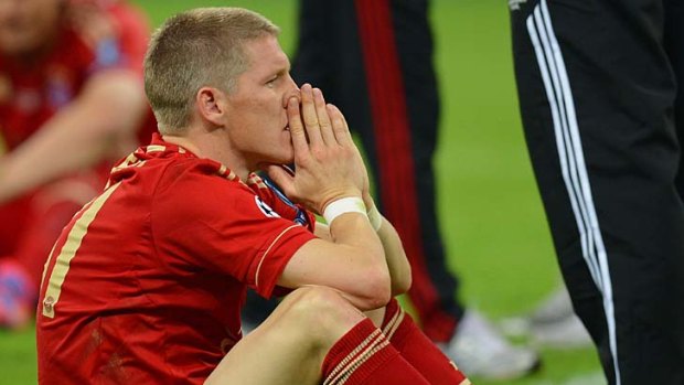 Bastian Schweinsteiger of Bayern Munich hit the post in the penalty shootout.
