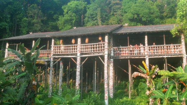 Dayak compound in Borneo.