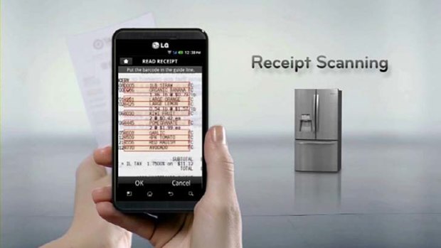 A receipt scanning app in action for an LG fridge.