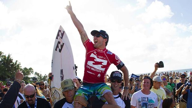 Breakthrough ... Joel Parkinson after winning his maiden surfing world title.