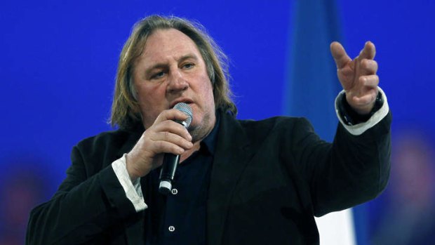 Political stance ... Gerard Depardieu at a meeting to support the former president Nicolas Sarkozy earlier this year.