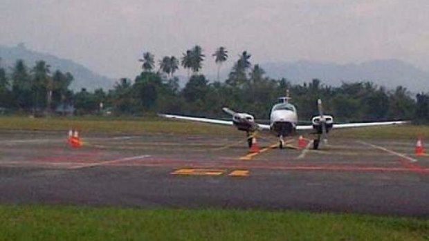 The Australian plane on the tarmac at t Manado's Sam Ratulangi airport.